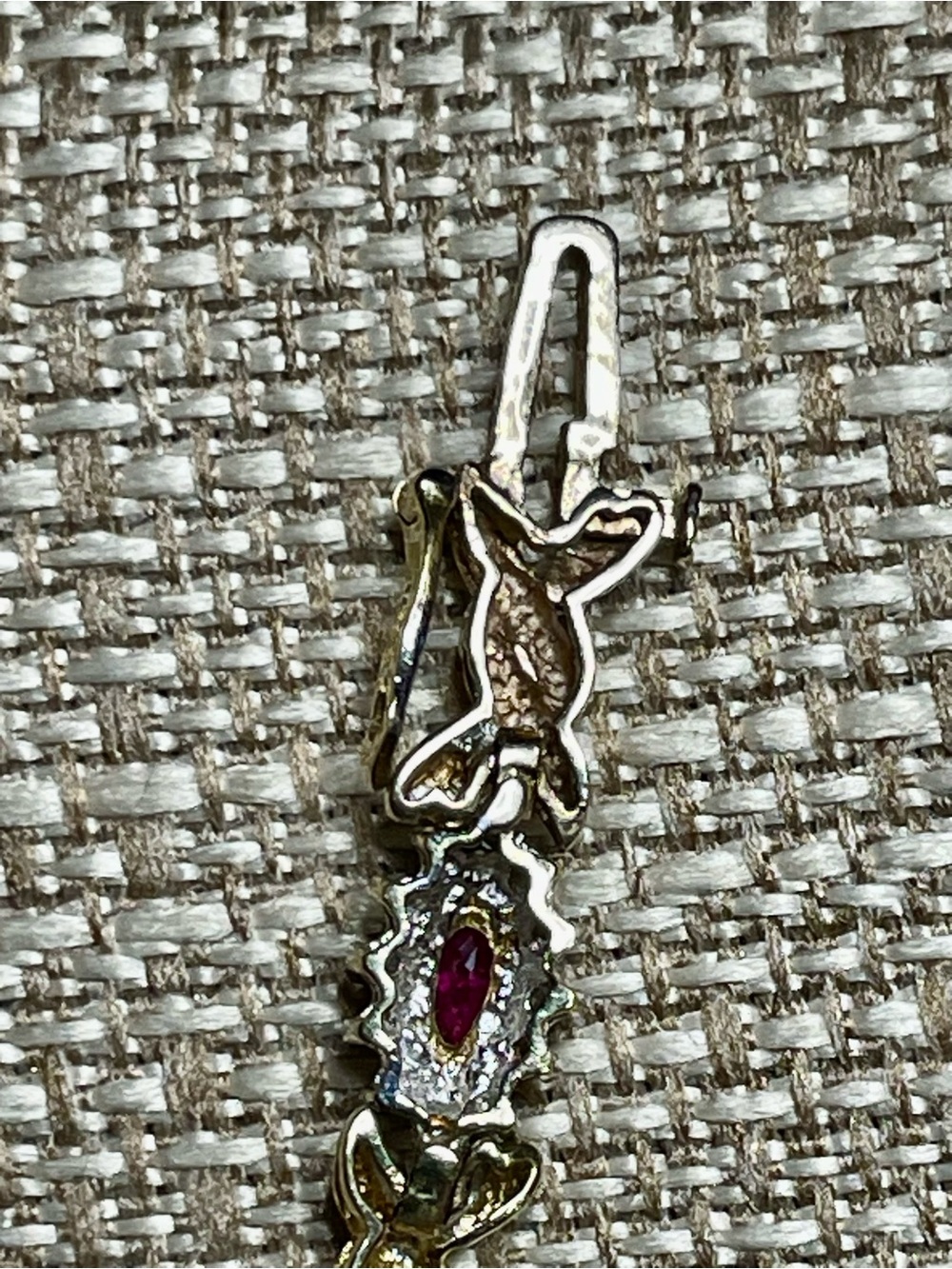 Beautiful 10KT Gold and Ruby and Diamond bracelet 7.5” makers mark WM 8.9grams - Picture 5 of 11